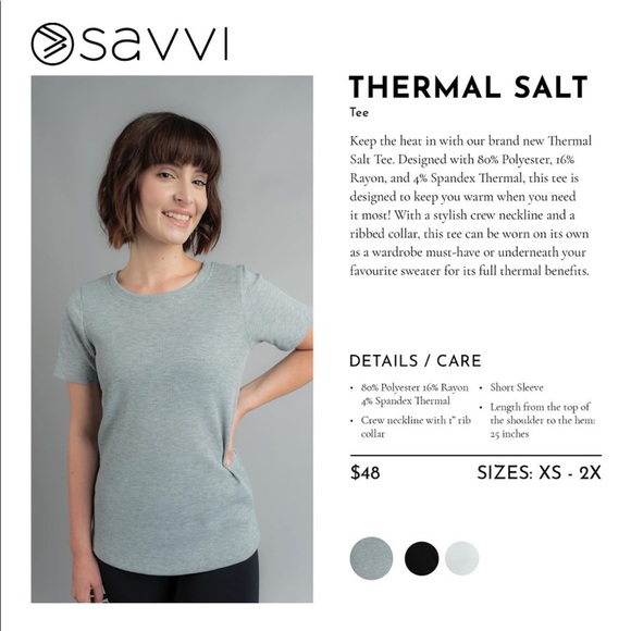 SAVVI Medium Black Crew Neck Thermal SALT T-Shirt - Picture 11 of 11